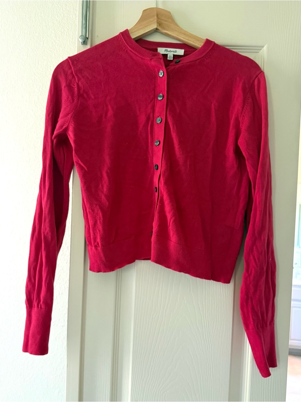 Madewell Bright Pink Button-Front Cardigan
